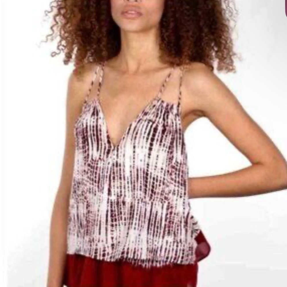 Anthropologie Burgundy and White Camisole